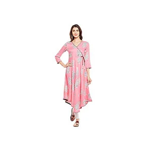 Basil Leaf Off White Chiffon Asymmetrical Hemline Kurti